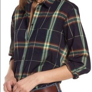 Madewell Oversized Plaid Boyfriend Button Down Shirt, Women's S Long Sleeve